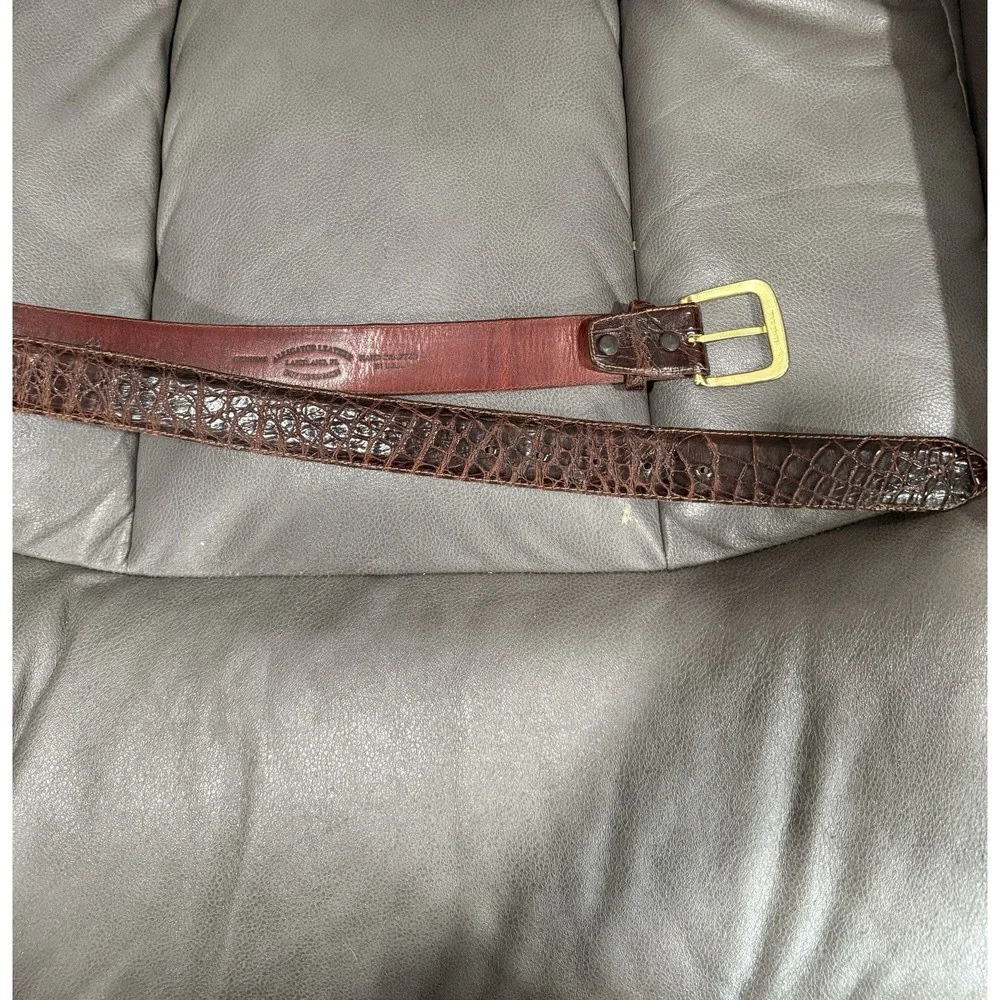 Genuine Brown Alligator Belt by Kinnamon Lakeland, Florida Hand Crafted In USA‎